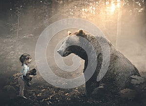 Little girl and bear