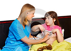 Little Girl Being Examined By Pediatrician