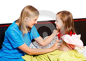 Little Girl Being Examined By Pediatrician