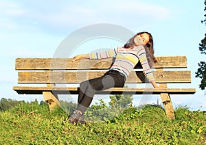 Little girl on bench