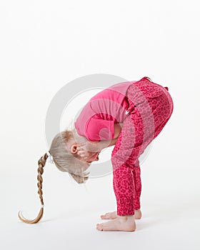 Little girl bending and closing her ears