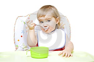 Little girl with bib