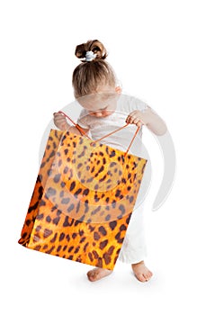 Little girl with big bag