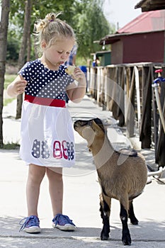 Little girl and billy goat