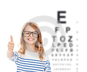 Little girl with black eyeglasses