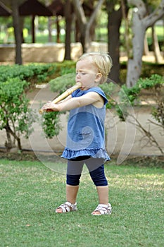 Little girl in blue dress