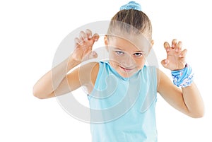 Little girl in blue sportswear