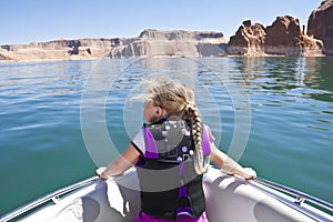 Little Girl on a boat ride at Lake Powell photo