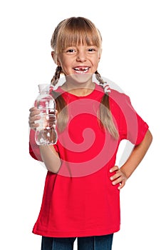 Little girl with bottle of water