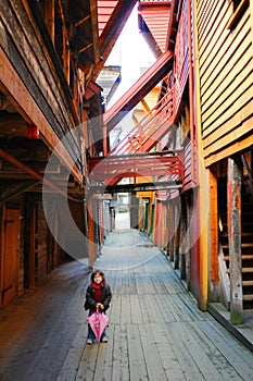 Little girl in Bryggen Village