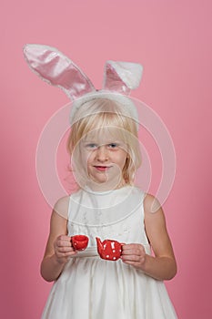 Little girl in bunny ears, easter
