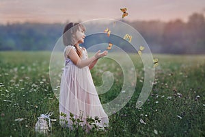 Little girl with butterflies