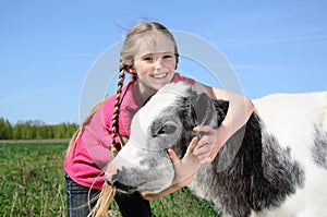 little girl with calf