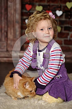 Little girl with cat