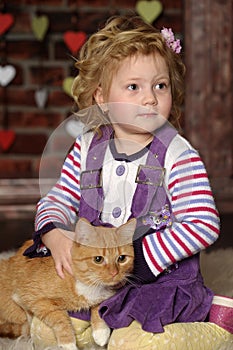 Little girl with cat