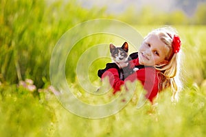 Little girl and cat