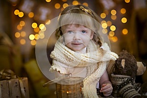 Little girl at christmas Eve