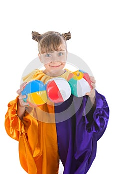 Little girl in clown costume