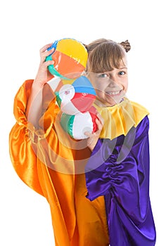 Little girl in clown costume