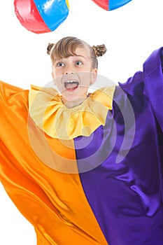 Little girl in clown costume