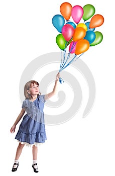 Little girl with colorful balloons