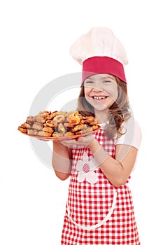 Little girl cook with bruschette