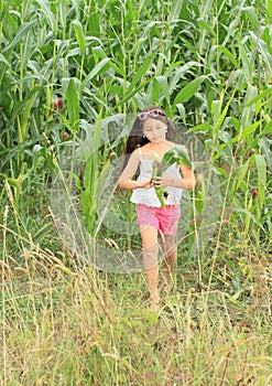 Little girl in corn field