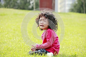 Little girl crying outdoor