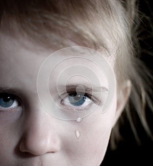 Little Girl Crying with Tears