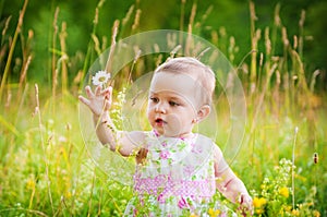 Little girl with the daisy