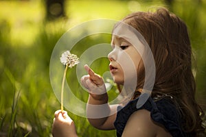 Little girl with dandelion