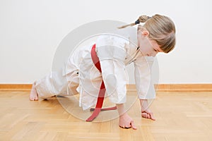 Little girl demonstratiing fist emphasis