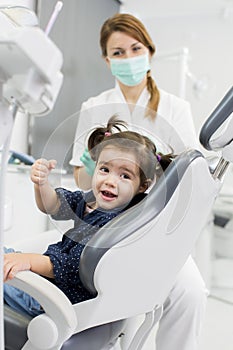 Little girl at the dentist