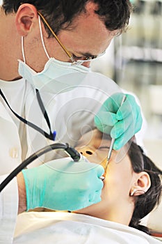 Little girl at a dentist examination