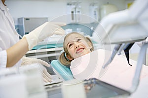 Little girl at dentist office