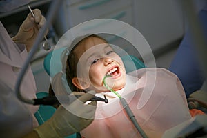 Little girl at dentist office