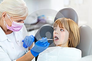 Little girl in the dentists office