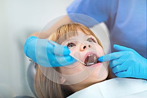 Little girl in the dentists office