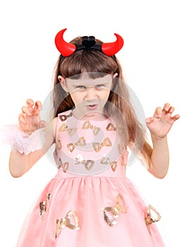 Little Girl with Devil Horns