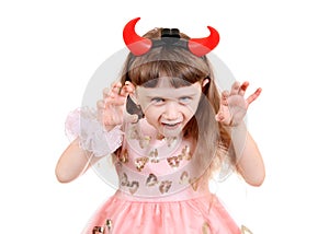 Little Girl with Devil Horns