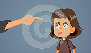 Parent Scolding Rude Misbehaving Daughter Vector Cartoon photo