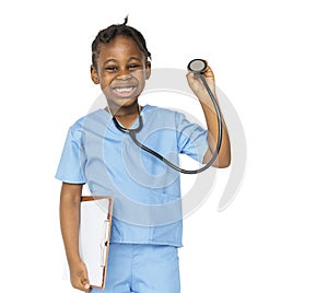 Little girl with doctor dream job smiling