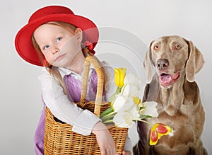 Little girl and dog