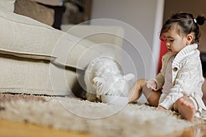 Little girl with a dog