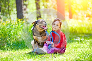 Little girl with dog