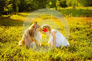 Little girl and dog