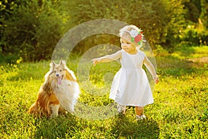 Little girl and dog