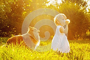 Little girl and dog