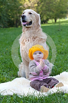 Little girl and dog