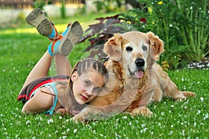 Little girl and a dog